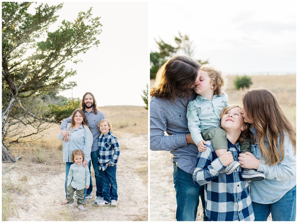 Family portrait and candid moments captured during a relaxed coastal family session at Fort Clinch State Park